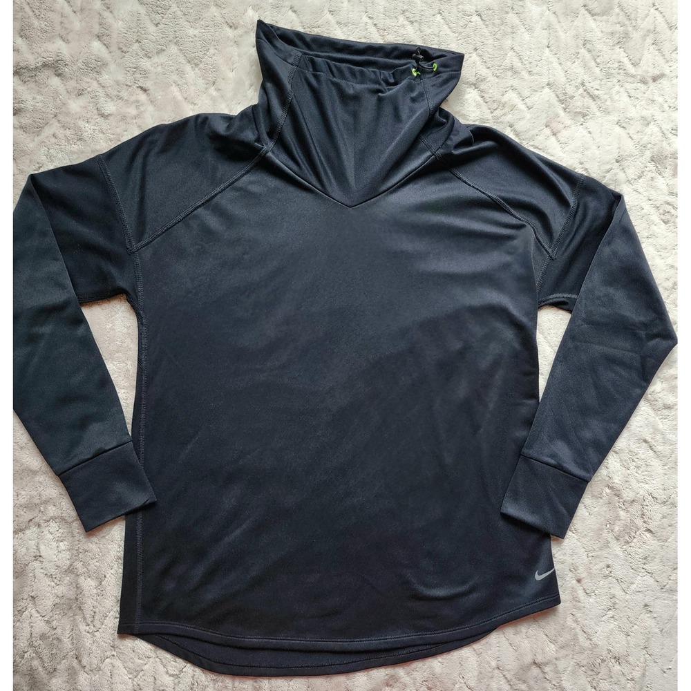 Nike Running Dri-FIT Cowl Neck Pullover Black Long Sleeve Top Womens Medium